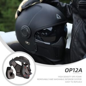 TRIANGLE Open Face Motorcycle Helmet 3/4 Half for Men with Extra Clear Visor Cruiser Scooter Street Bike DOT Approved Unisex-Adult
