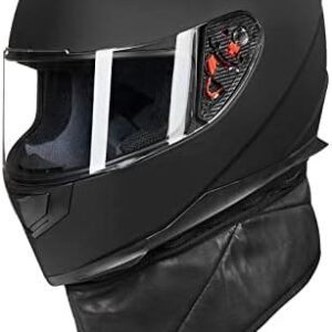 ILM Full Face Motorcycle Street Bike Helmet with Removable Winter Neck Scarf + 2 Visors DOT Model-JK313