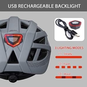 Adult-Men-Women Bike Helmet with Light – Mountain Road Bicycle Helmet with Replacement Pads & Detachable Visor