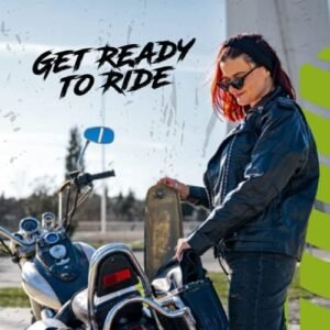 HWK Brando Leather Motorcycle Jacket for Women, Genuine Leather Jacket for Weather & Water Resistant Motorbike Riding