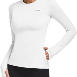 BALEAF Thermal Shirts for Women Long Sleeve Fleece Tops Workout Running Thumbholes Zipper Pocket Cold Weather Gear