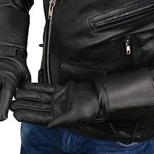 Milwaukee Leather Men’s Gauntlet Motorcycle Hand Gloves- Deerskin Long Cuff with Snap Closure Thermal Lined-SH857