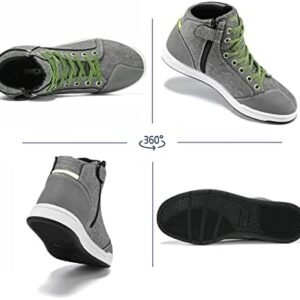IRON JIA’S Motorcycle Shoes Men Streetbike Casual Accessories Breathable Protective Gear Powersport Anti-Slip Footwear 12 Grey