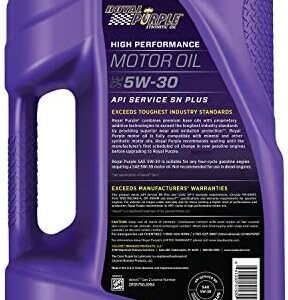 Royal Purple 51530 API-Licensed SAE 5W-30 High Performance Synthetic Motor Oil – 5 qt., Model:ROY51530