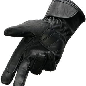 Milwaukee Leather SH451 Men’s Black Leather Gauntlet Racing Motorcycle Hand Gloves with Wrist and Knuckle Padding Protection