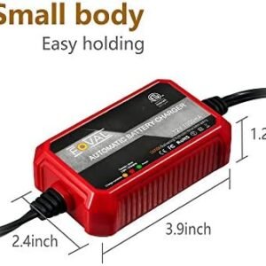 [2-Pack] FOVAL 1000mA Battery Charger, 12V Automatic Smart Charger Battery Maintainer Trickle Charger for Motorcycle, ATVs, RVs, Boats and More