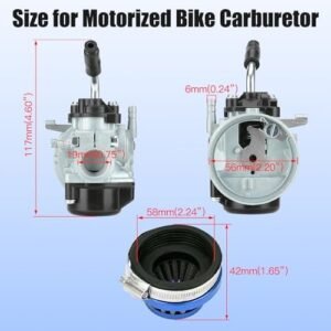YOXUFA 2 Stroke 80cc Engine Racing Carburetor Air Filter Kit for 100cc 49cc 50cc 66cc Engine Motorized Moto Bike Motorcycle Bicycle Gas Motor Chinese Scooter Moped Dirt Bike High Performance Parts