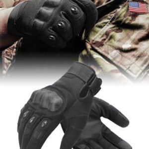 KEMIMOTO Tactical Gloves for Men, Touchscreen Motorcycle Gloves with Hard Shield & Palm Pads for Motorcycle Cycling Tactical Training Airsoft Paintball Shooting Hunting Hiking Camping Climbing