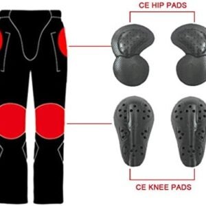 Men’s Motorcycle Riding Pants Denim Jeans Protect Pads Equipment with Knee and Hip Armor Pads VES6 (Black, XL=34)