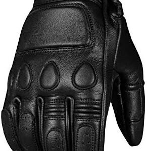 Jackets 4 Bikes Men’s Vintage Goatskin Leather Motorcycle Gloves Gel Padded Cruiser Street Riding Protective Racing Powersports L