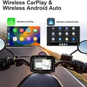 LBW Professional Wireless Apple Carplay/Wireless Android Auto Touchscreen for Motorcycle, 5 Inch Portable Motorcycle GPS Navigation System Via Car Play/Android Auto, IPX7 Waterproof, 5G Dual Bluetooth