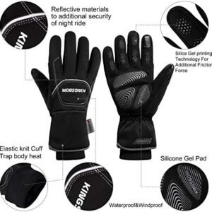 KINGSBOM -40F° Waterproof & Windproof Thermal Gloves – 3M Thinsulate Winter Touch Screen Warm Gloves – for Cycling,Riding,Running,Outdoor Sports – for Women and Men