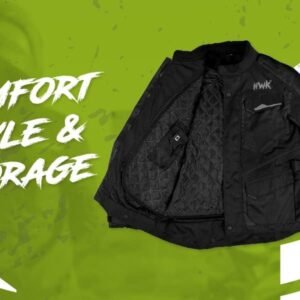 HWK Motorcycle Jacket for Men Adventure/Touring with Cordura Textile Fabric for Motorbike Riding and Impact Protection Armor (Black, XL)