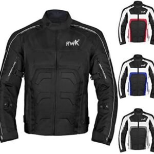 HWK Spyder Motorcycle Jacket for Men with Weather Resistant Cordura Textile Fabric for Enduro Motocross Motorbike Riding and Impact Protection Armor, Dual Sport Motorcycle Riding Jacket (Black, XL)