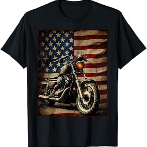 Motorcycle USA Flag Retro Biker T-Shirt