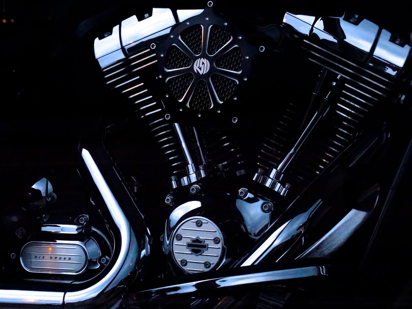 black motorcycle engine